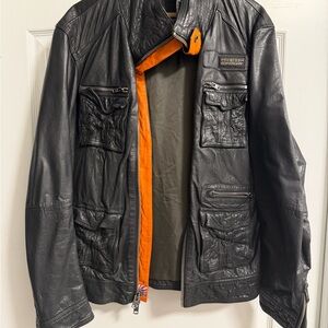 Superdry Black Leather Outerwear